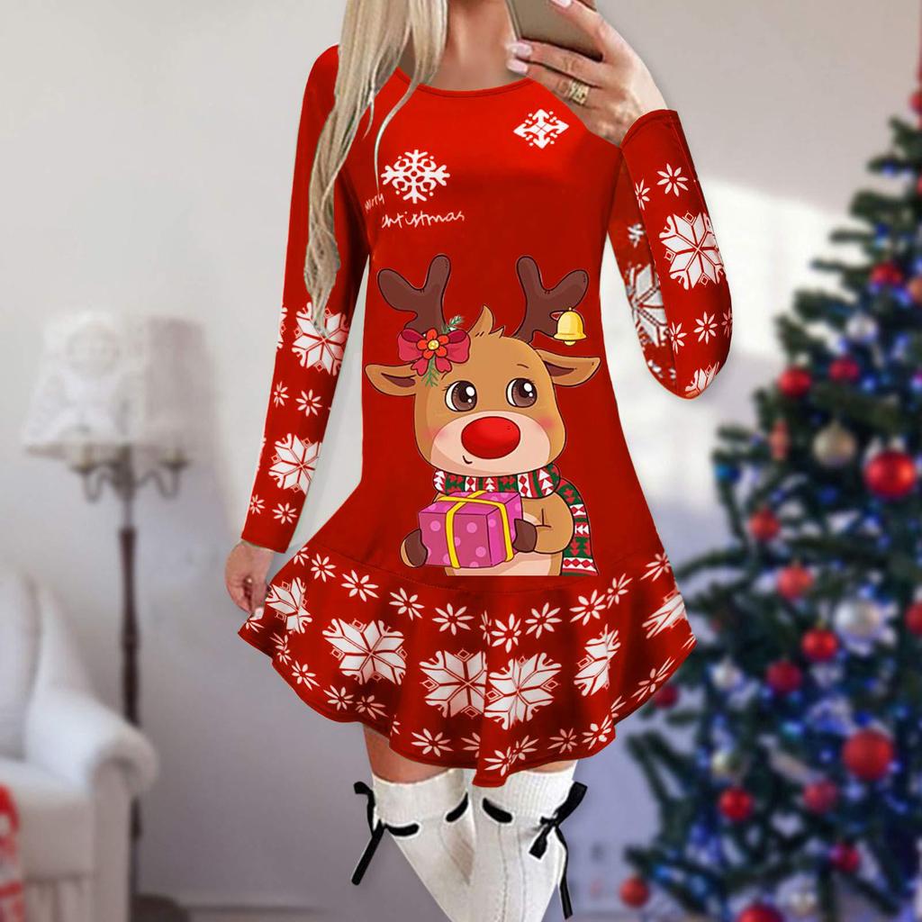 Women's Christmas Printed Dress Base Shirt