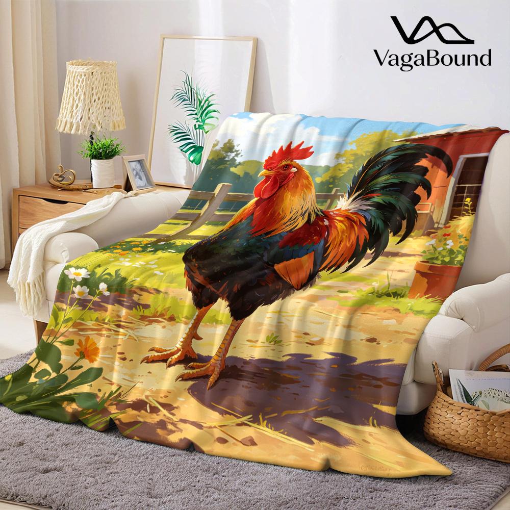 Cute Chicken Farm Flannel Blanket Warm Soft Halloween Christmas All-Season Couch Decorative Cozy Warm Gift