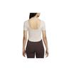 Nike Solid Color Logo Ribbed Round Neck Short Sleeve T-Shirt Women tops Beige FN3664-104