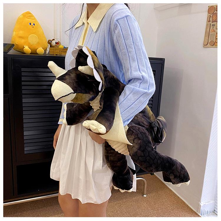 Winter Children's Dinosaur Plush Toy Bag - Tyrannosaurus & Triceratops Gift for Kids