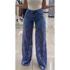 High Waist Wide Leg Jeans Women Fashion Versatile Lace Splicing Denim Pants 2025 Straight Trousers