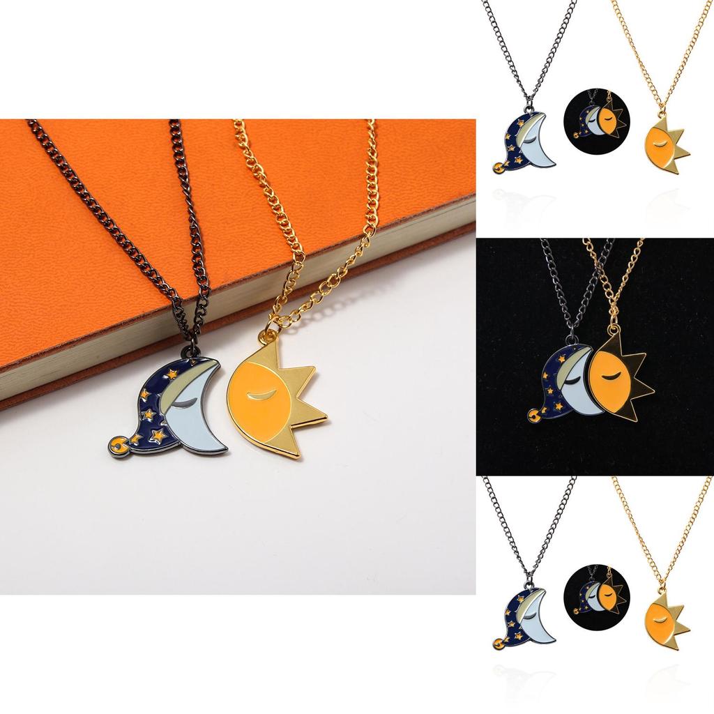Moon And Sun Pendant Necklace With Alloy Material For Couples Casual Wear