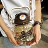 Water bottle summer cute student double drink straw plastic cup large capacity fashion big belly water cup children