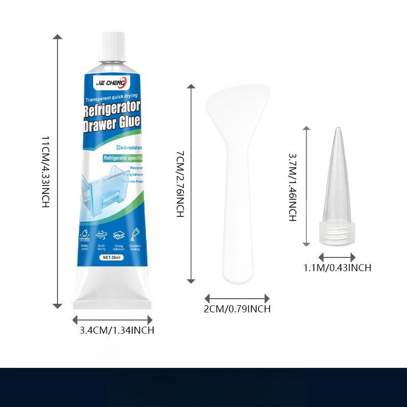 Kühlschrank Reparaturkleber 25ML Kältebeständiger Wasserdichter Klebstoff für Kühlschrank Schublade Türdichtung Schnelltrocknend für Kunststoff Glas 30ml