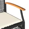 Garden Bench with Cushions Black Poly Rattan & Acacia Wood