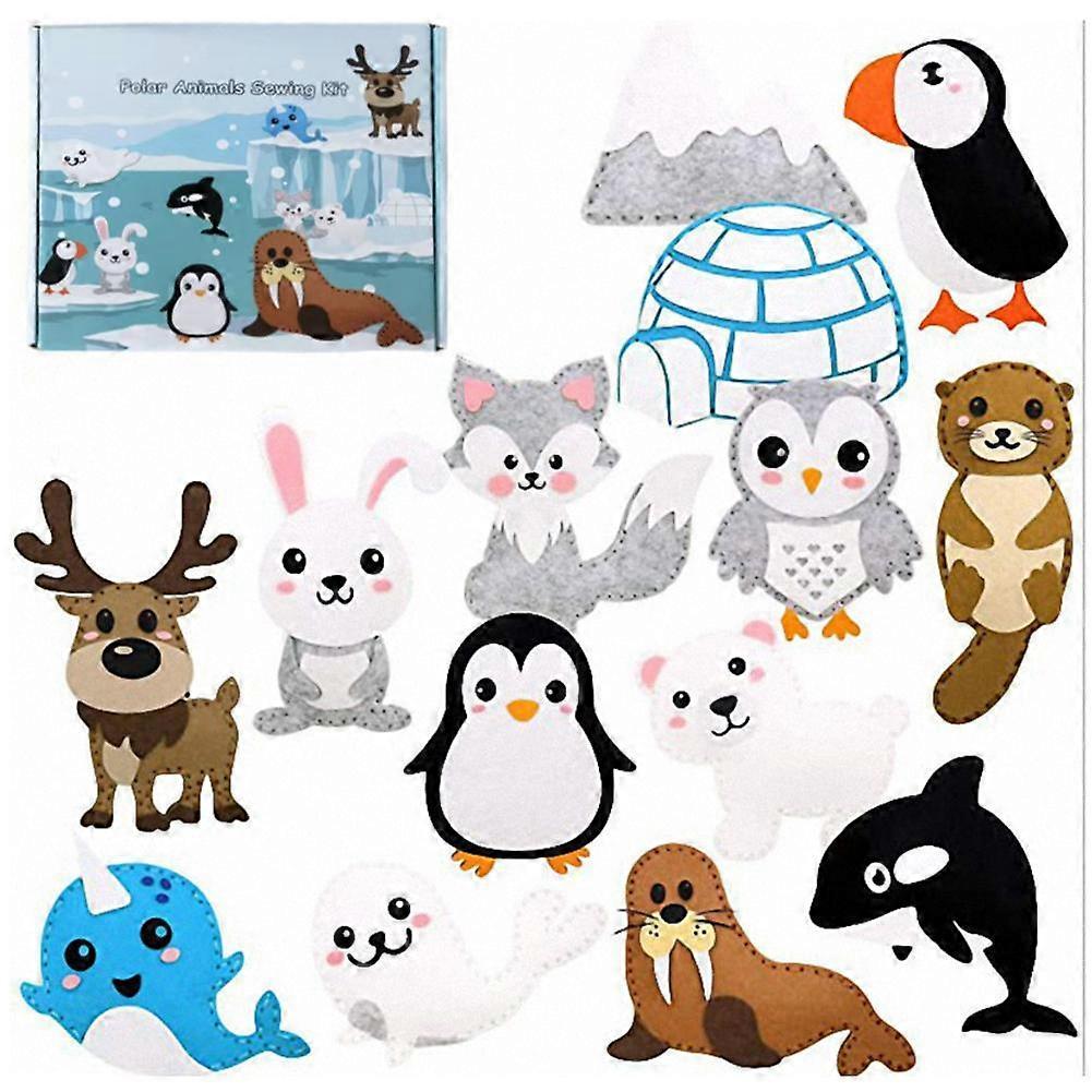 Polar Animals Sewing Kit for Kids Learn To Sew DIY Craft Art Kit Ages 5+ Gift