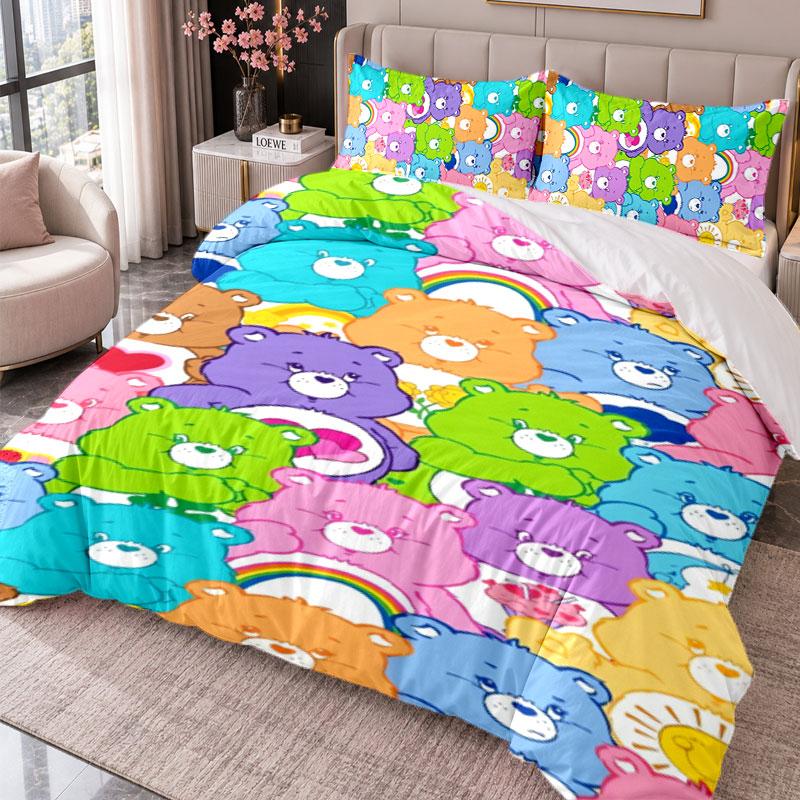 Care Bears 3Pcs Bedding Set Duvet Cover With Two Pillowcases For Bedroom Home Decoration