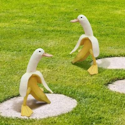 Home Garden Decor Crafts 15 * 8 cm Bananenente für Gartenhof Outdoor Desktop Gartenstatue Kreative Statue Wohnaccessoires