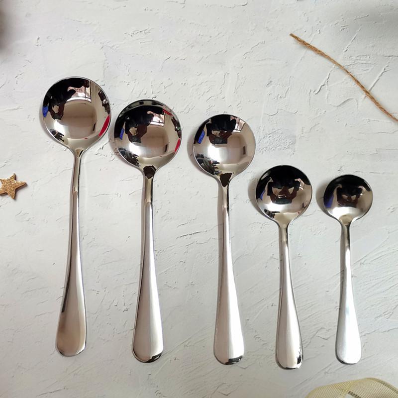 Korean-Style Stainless Steel Large Round Head Soup Spoon, 20cm
