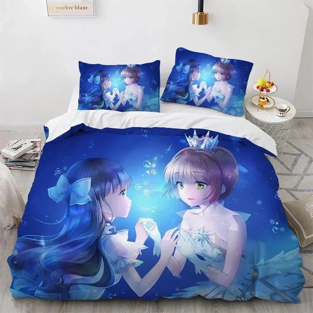 Anime Cardcaptor Sakura Bedding Set Duvet Cover Sheet Printed Bed Set Pillowcase Bed Full Queen King Size Comforter Bedroom