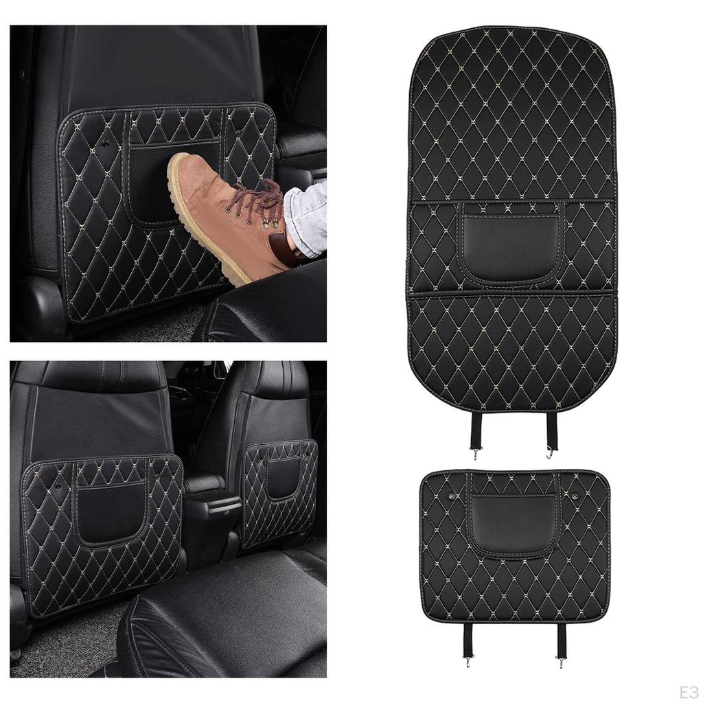 PU Leather Seat Anti Kick Mats Universal with Storage Bag Holder Waterproof for Truck