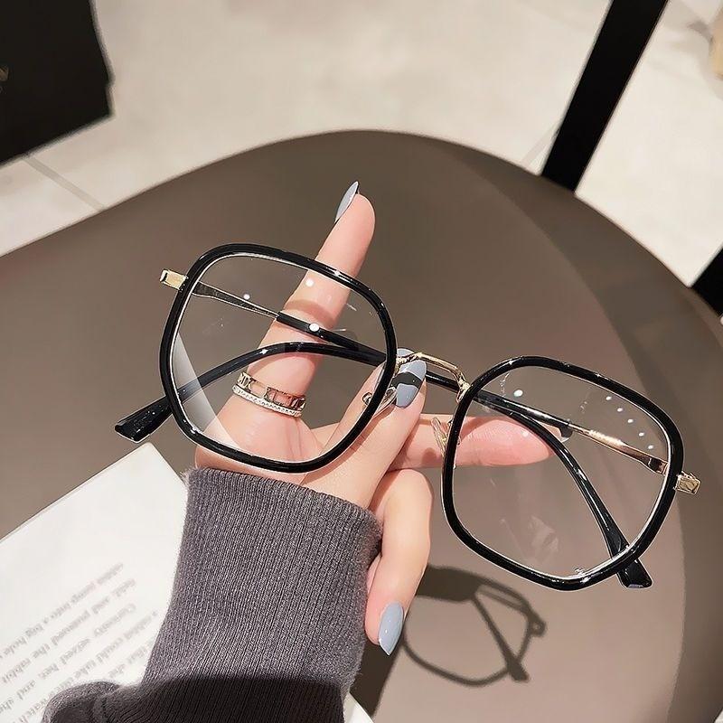

1pcs Classic Oval Full Frame Glasses Light & Durable, Non-prescription Unisex, Metal Temples For Daily, Office & Events