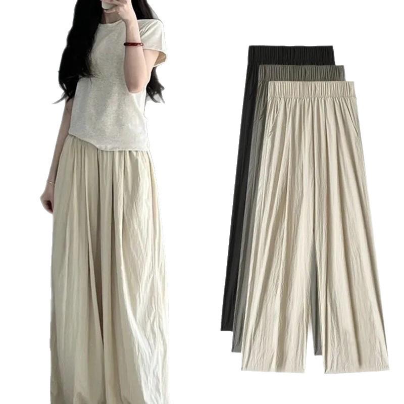 Women's High Waist Casual Wide-Leg Cotton Linen Pants - 9 Colors, Lightweight, Summer Style