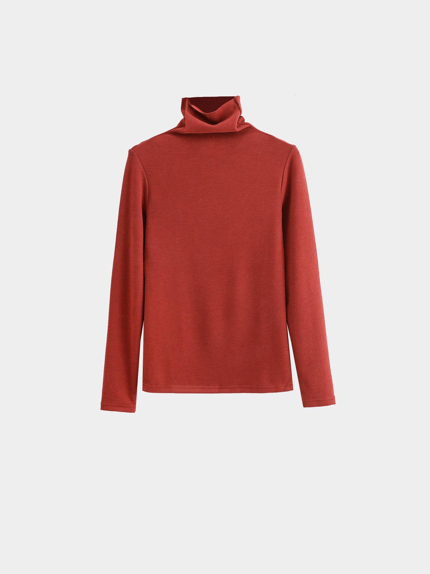 

Женский шерстяной свитер с высоким воротником — облегающий, теплый для осени и зимы S 45-52kg