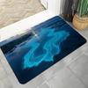 Abstract Topo Doormat Neon Blue Contour Lines On Dark Sea Background Futuristic Entry Mat For Office Or Tech Enthusiast Space