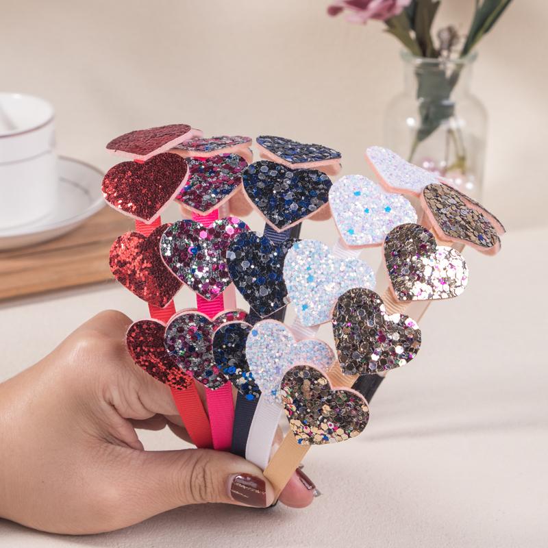 5pcs Fashion Girls Headbands Glitter Heart Hairbands Cute Children Kids Teeth Plastic Headband Girls Kids Hair Accessories