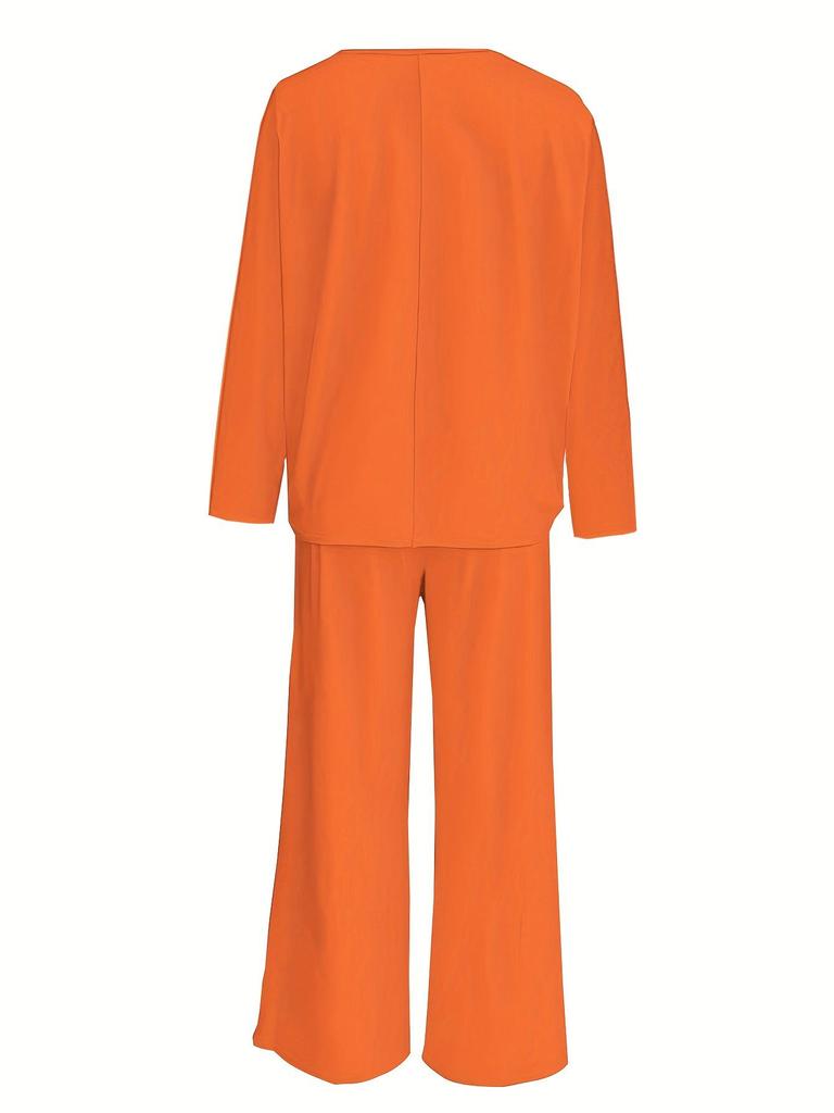 2025 Spring Ice Silk Stretch Pajama Set - Women's Loose Long Sleeve Top & Pants
