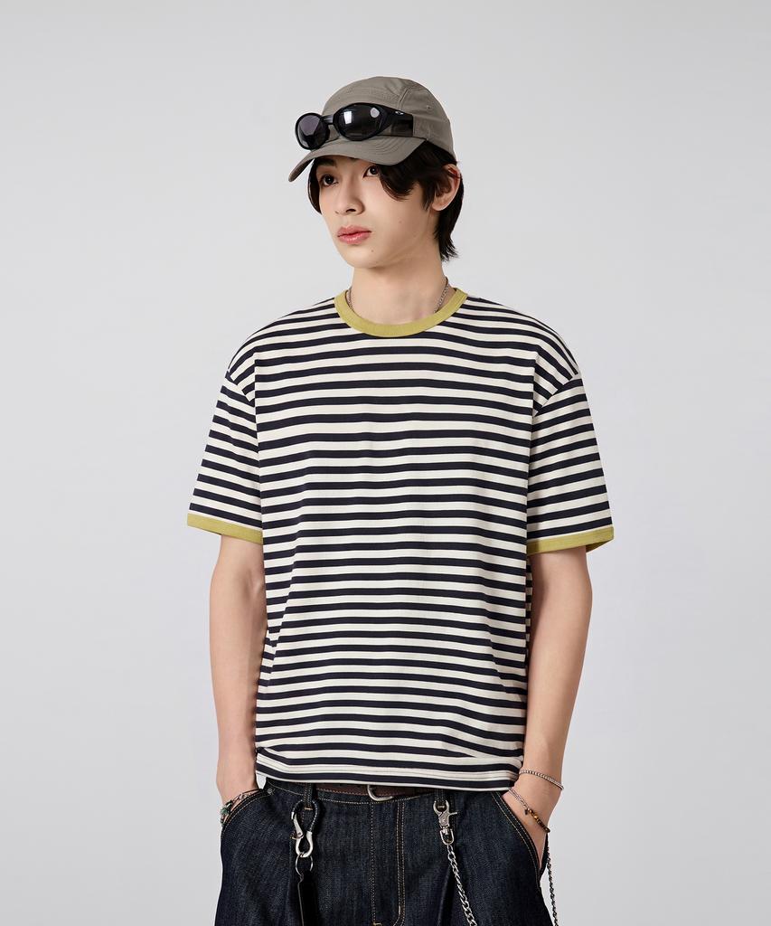 Dimiteulibeullaeg Border Stripe Ringer T-Shirt_3 Color