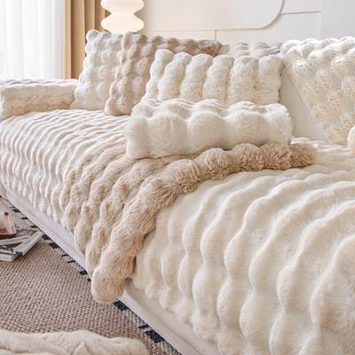 Plush Sofa Cushion Thickened Fleece Cushion Non-Slip Leather Sofa Cover New Cover Towel