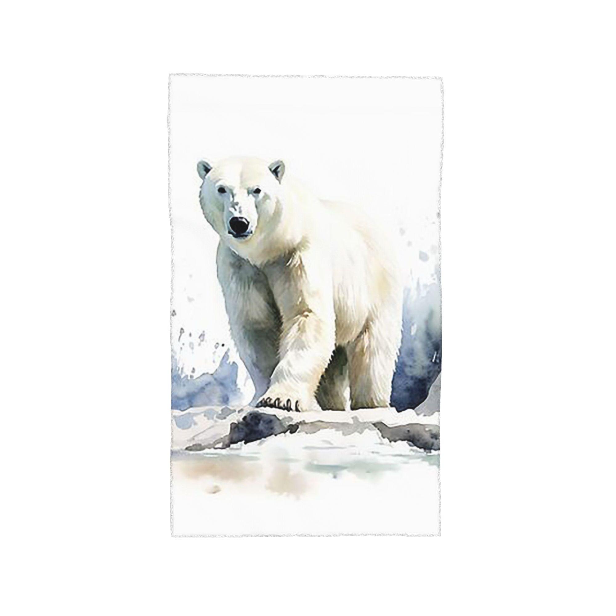 Watercolor standing in the snow Polar Bear Soft Face Towel Quick Dry Pool Bath Cotton Towels Absorbent Quick W30*H60(CM)