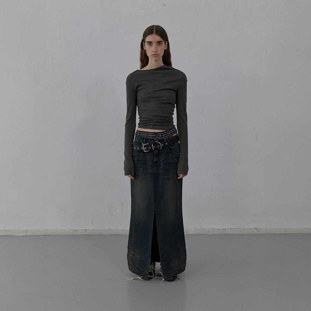 LCDC™ Denim Long Skirt (Dark Blue)