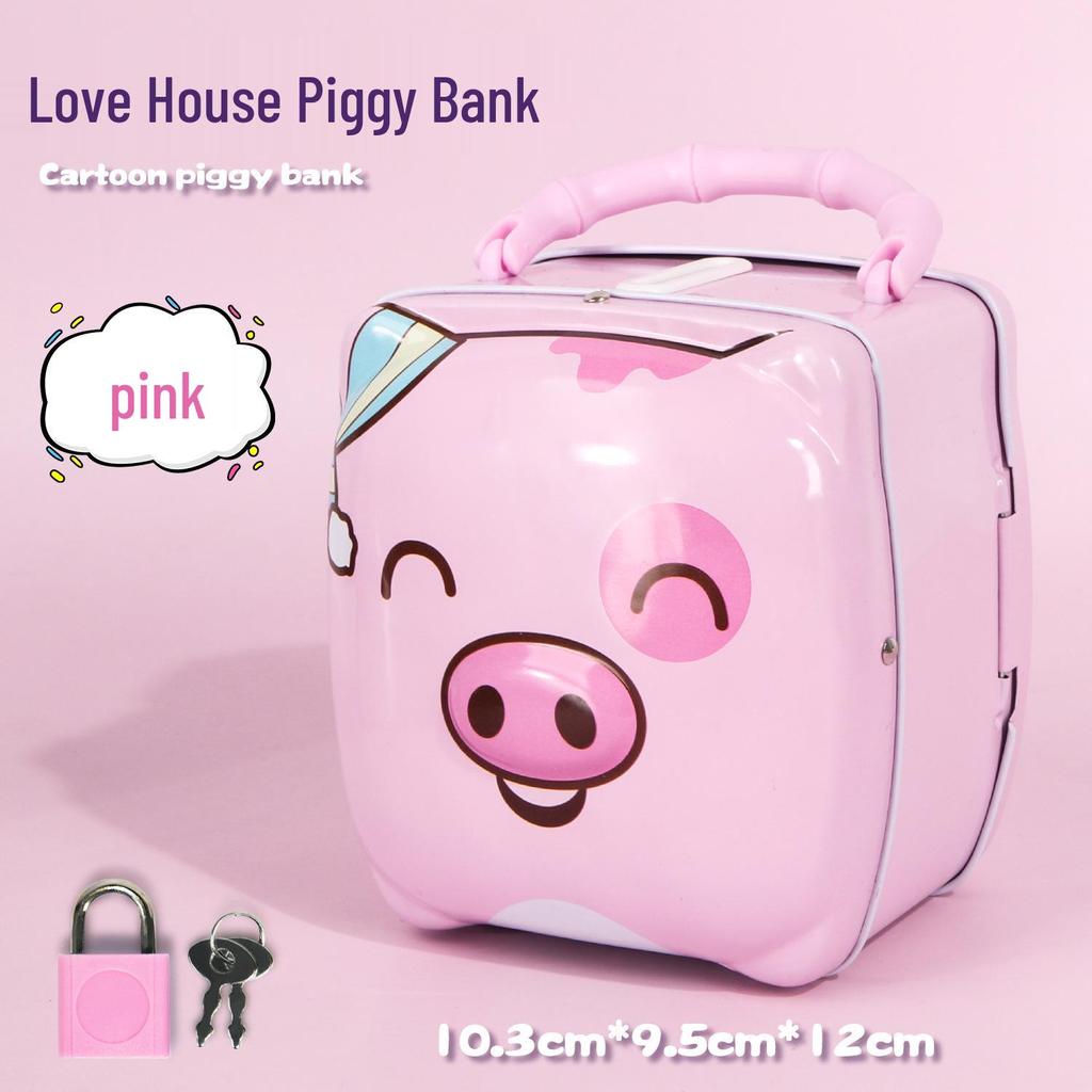 Creative Pig Iron Metal Piggy Bank with Lock – Student Coin Jar, Children's Gift, Kindergarten Prize