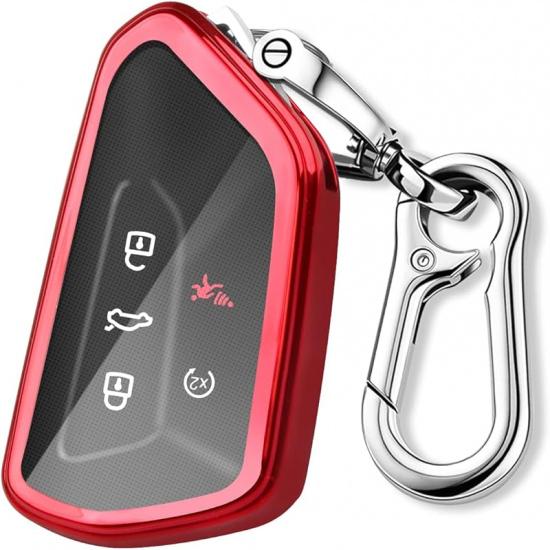 QBUC for Volkswagen Key Fob Cover with Keychain,Car Key Case Fit for VW ID.4 ID.6 MK8 Golf GTI Atlas Cross Sport 2025 Tiguan (Black)