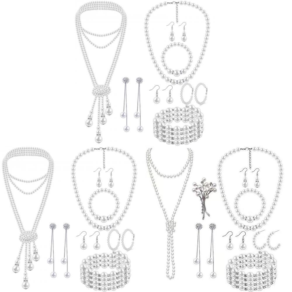 Set Collana e Orecchini Geometrici con Perle per Feste in Lega con Galvanica