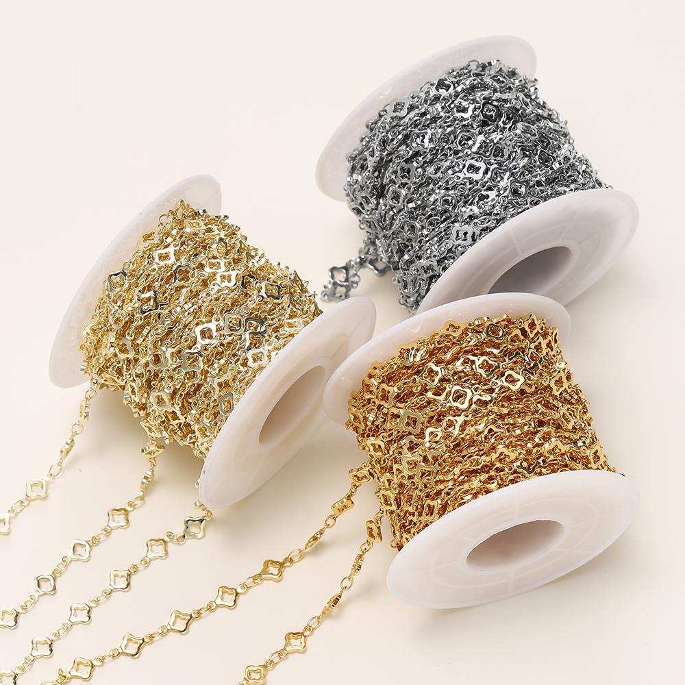 1Meter 5.5MM 14/18K Gold Plated Brass Rhombus Chain For Jewelry Making DIY Necklace Bracelets Chain Jewelry Making Supplies