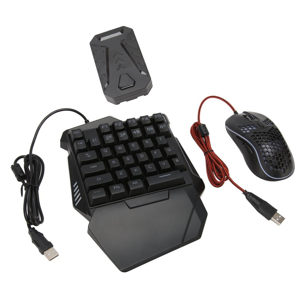 Keyboard and Mouse Converter Set Wired RGB Half Gaming Keyboard with Wired Mouse Converter Adapte Fo