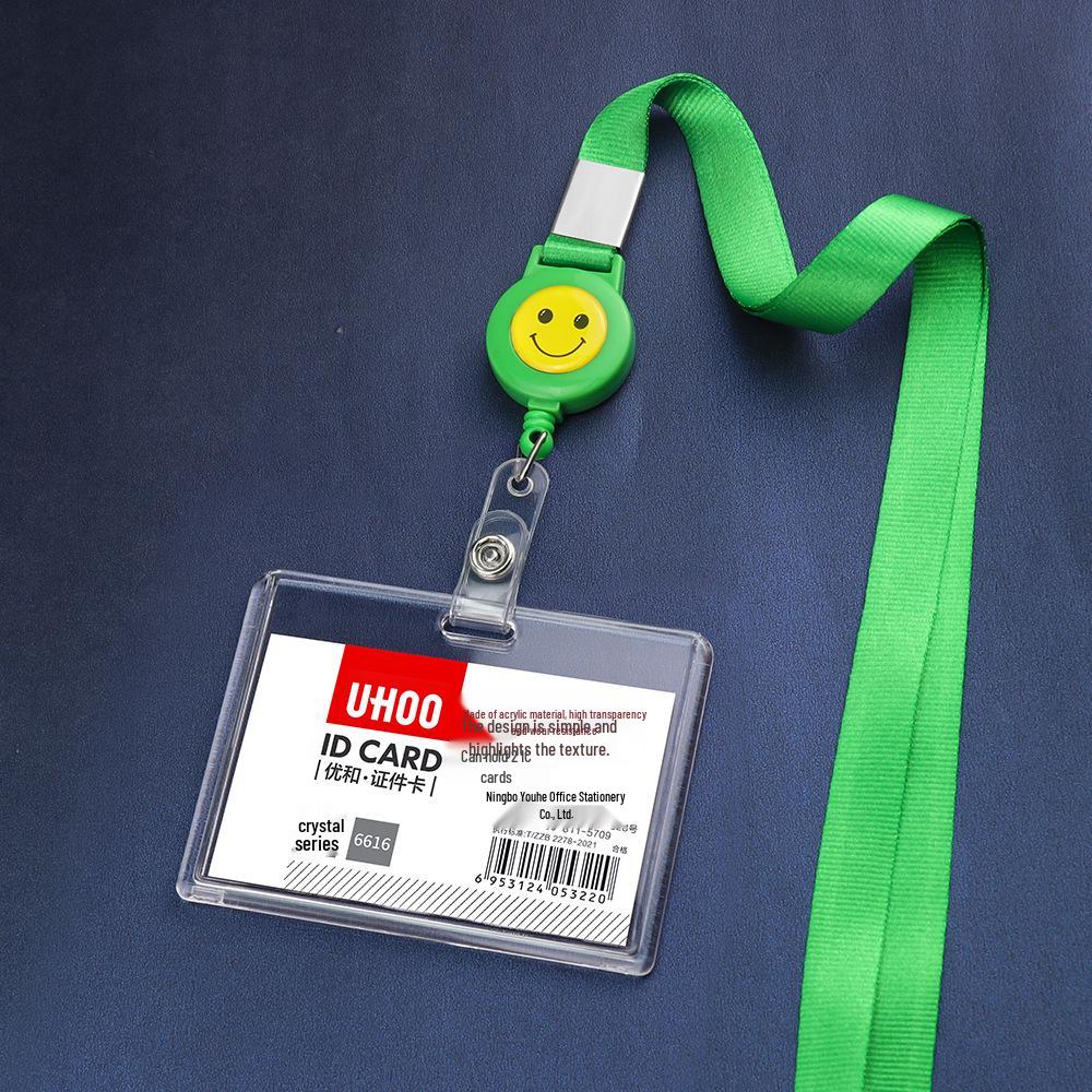 Acrylic Stretchable Badge Holder with Retractable Lanyard for Student or Employee ID Cards