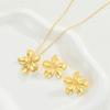 17KM Fashion Flower Earrings And Necklace Set Jewelry Women Trendy Shiny Daily Party Accessory Decorative Gift Idea For Her Elegant