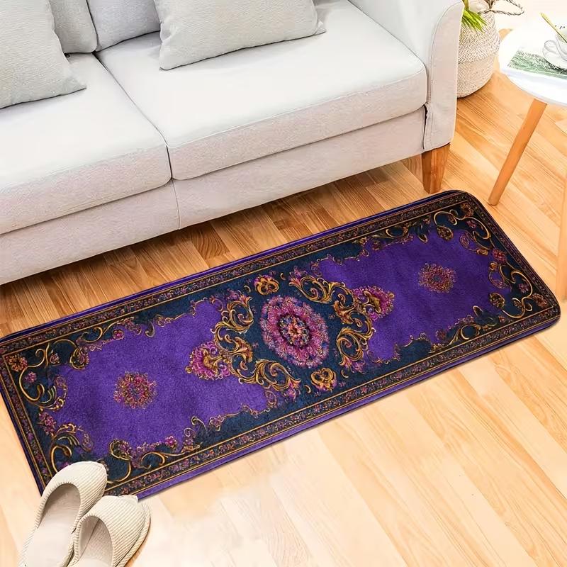Vintage Butterfly Floral Persian Style Runner Rug Boho Flower Butterfly Print Long Carpet Soft Non-Slip Mat for Living Room