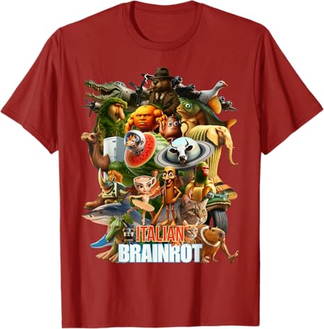 Italian Brainrot Viral Meme Collage Gen Z TShirt Y2k Bootleg Mashups Graphic Outfit AI Creatures Art Aesthetic Clothes Novelty S