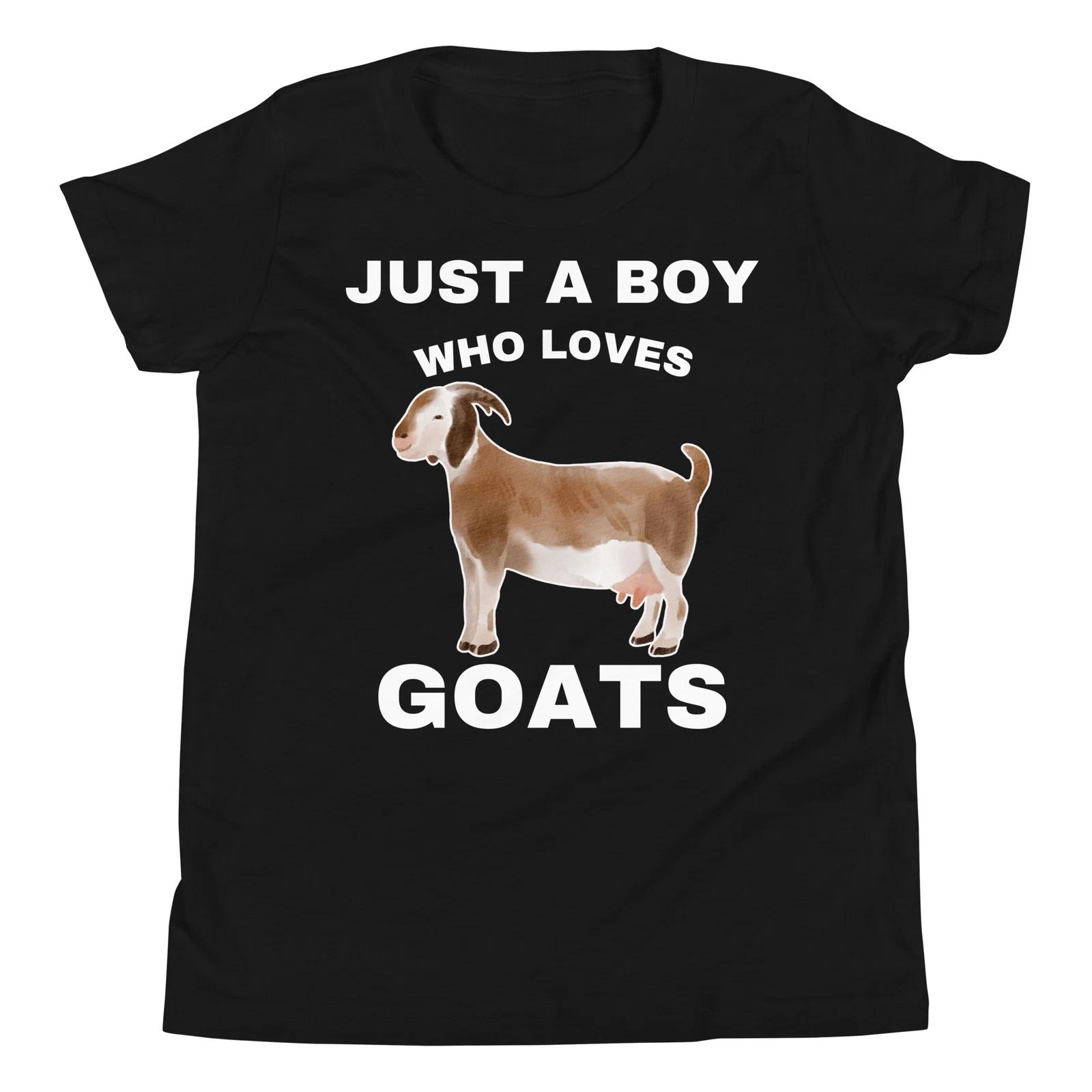 Just A Boy Who Loves Goats Farm Animal Goat Lover Youth Short Sleeve T-Shirt 110