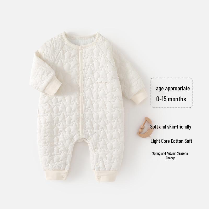 Noworodek Pikowany Wiosenny Pajacyk - Ciepłe Ubranka Niemowlęce z Długim Rękawem