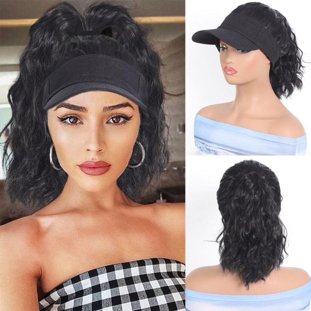 Baseball Cap Ponytail Curly Hair With Cap Hollow Top Summer Sunshade Cap Wig  Travel