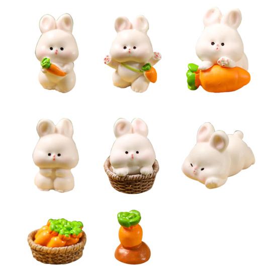 Mini Rabbit Figurine Easter Resin Bunny Miniature Figures Tiny Animal Fairy Garden Ornament for Micro Landscapes Potted Plants Dollhouse Cake
