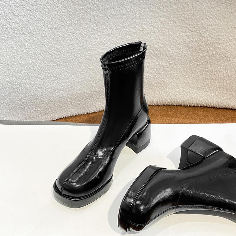 

Off-white Martin boots for women s autumn and winter new sweet thick-heeled short boots, thin high-heeled boots for women 39