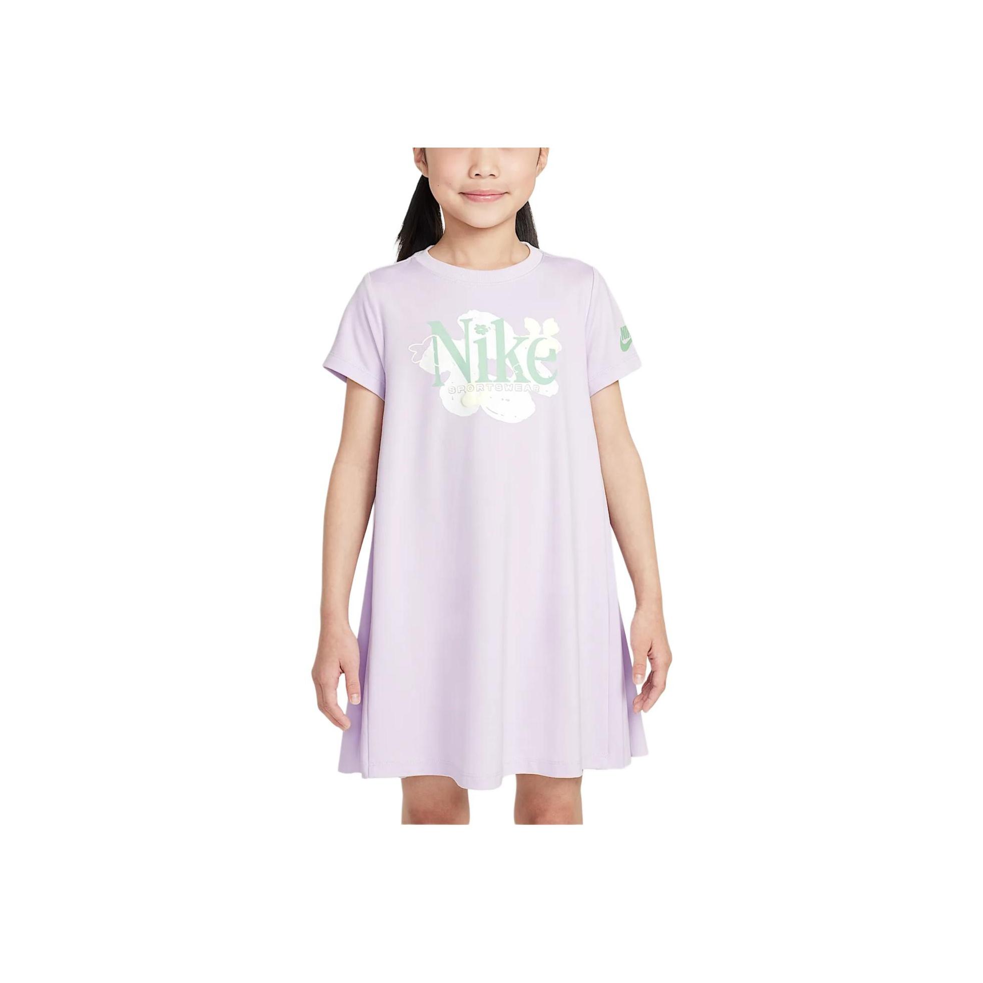 Nike Wildflower Summer Fashion Comfortable Round Neck Pullover Short Sleeve Dress Kids dress Pink Purple II3057-537 5