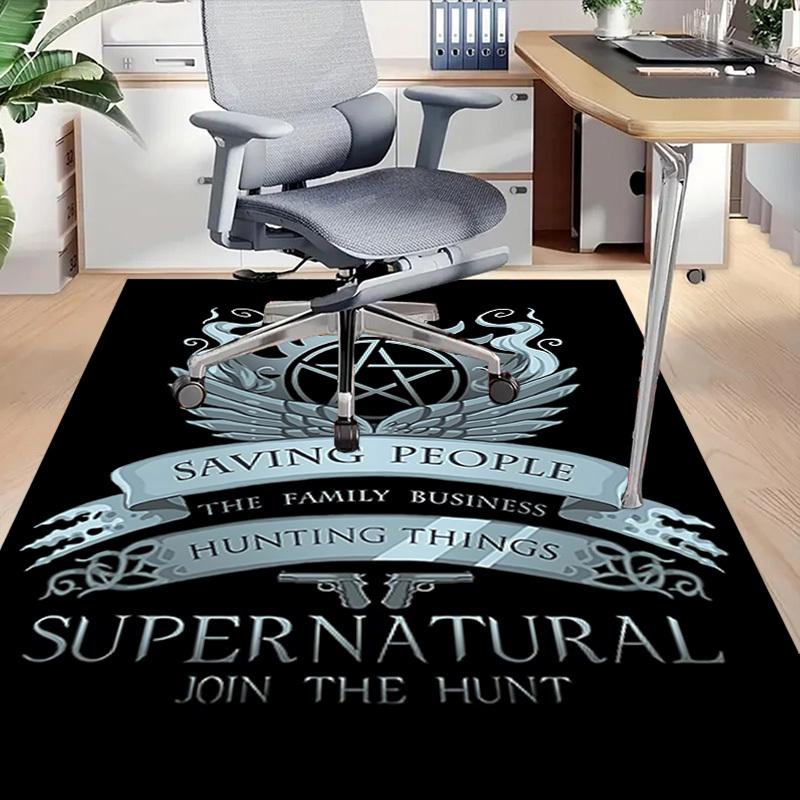 1pc SUPERNATURAL JOIN THE HUNT Home Office, Durable Polyester Floor Mat with Easy, Office Decor, Urban Style, Nonslip Backing