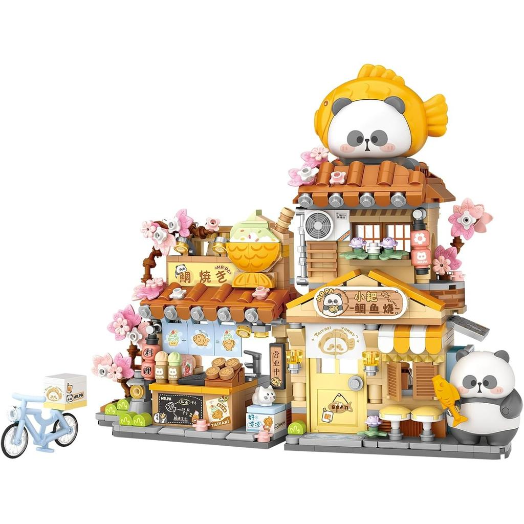 MEIEST Mini City Shop Street View Building Blocks Model Set,Simulation Panda Architecture Collection Particle Construction Building Bricks Toy