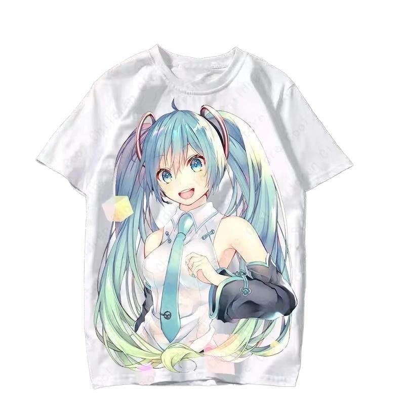 2026 Hot Selling Fashion New Anime Japanese Cartoon Characters Cute MIKU Summer Round Neck Top Pattern Tshirt Large