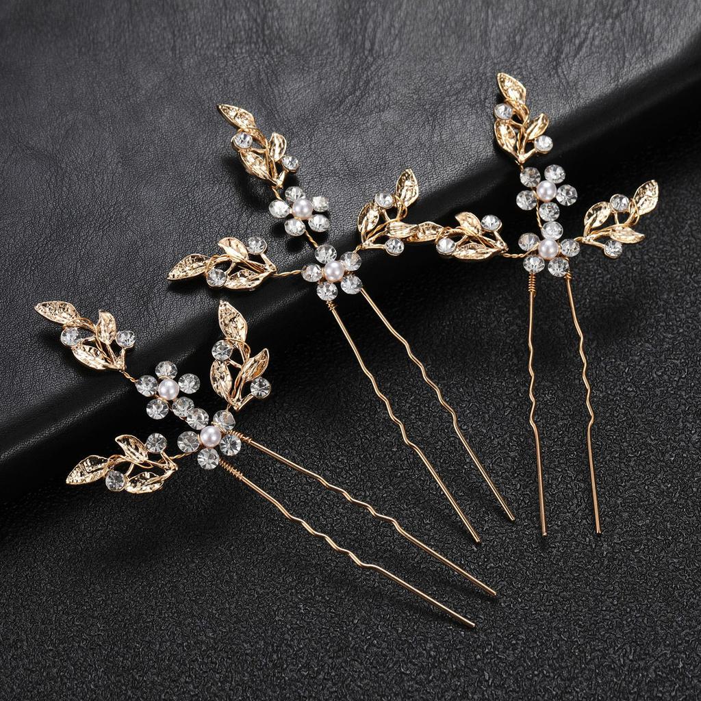 3Pcs Bridal U-shaped Pin Metal Barrette Clip Hairpins Rhinestone Wedding Hairstyle Design Tools Women Wedding Hair Accessories