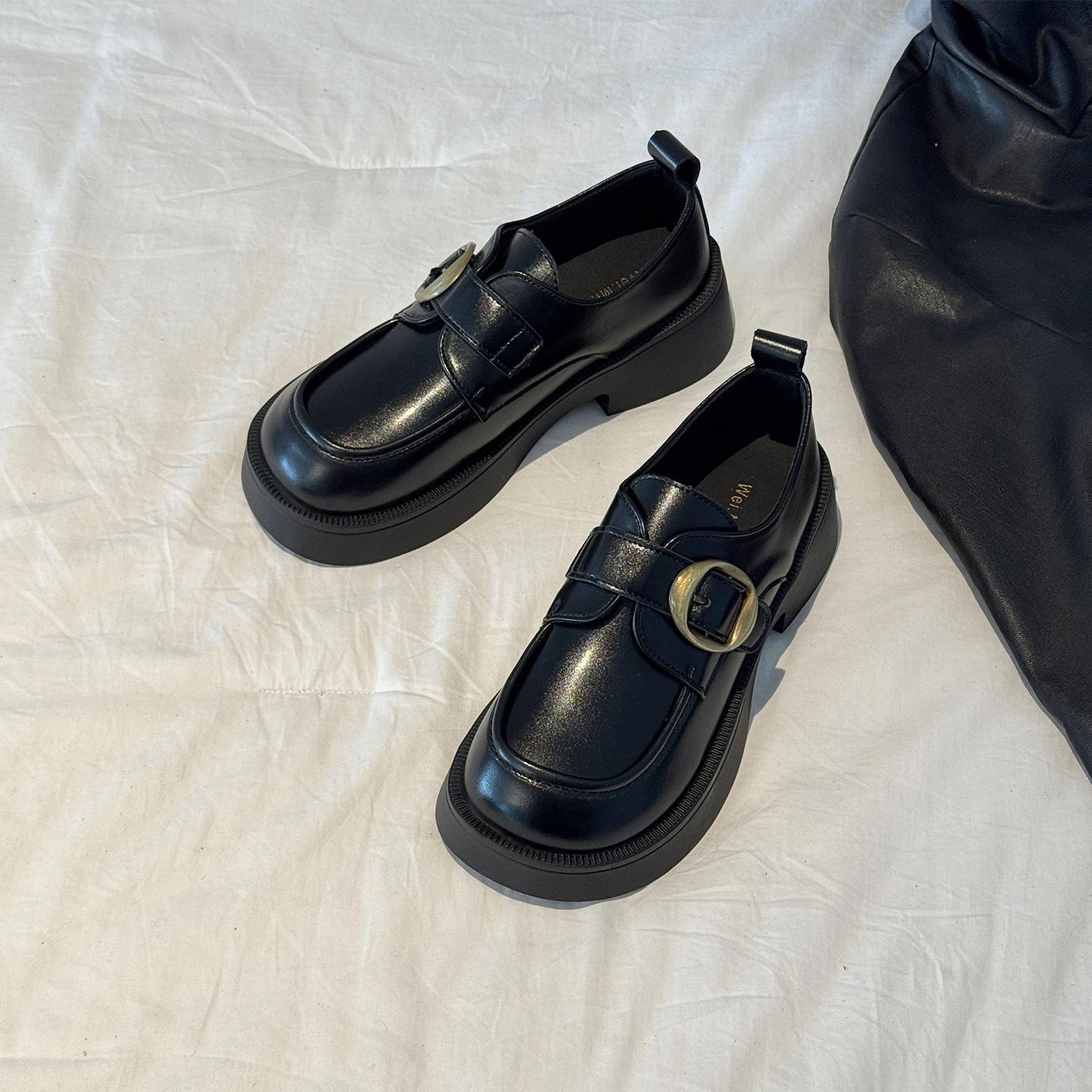 

Height-increasing platform loafers women s 2025 autumn and winter new college British style jk small leather shoes versatile Mary Jane single shoes 40 чорний