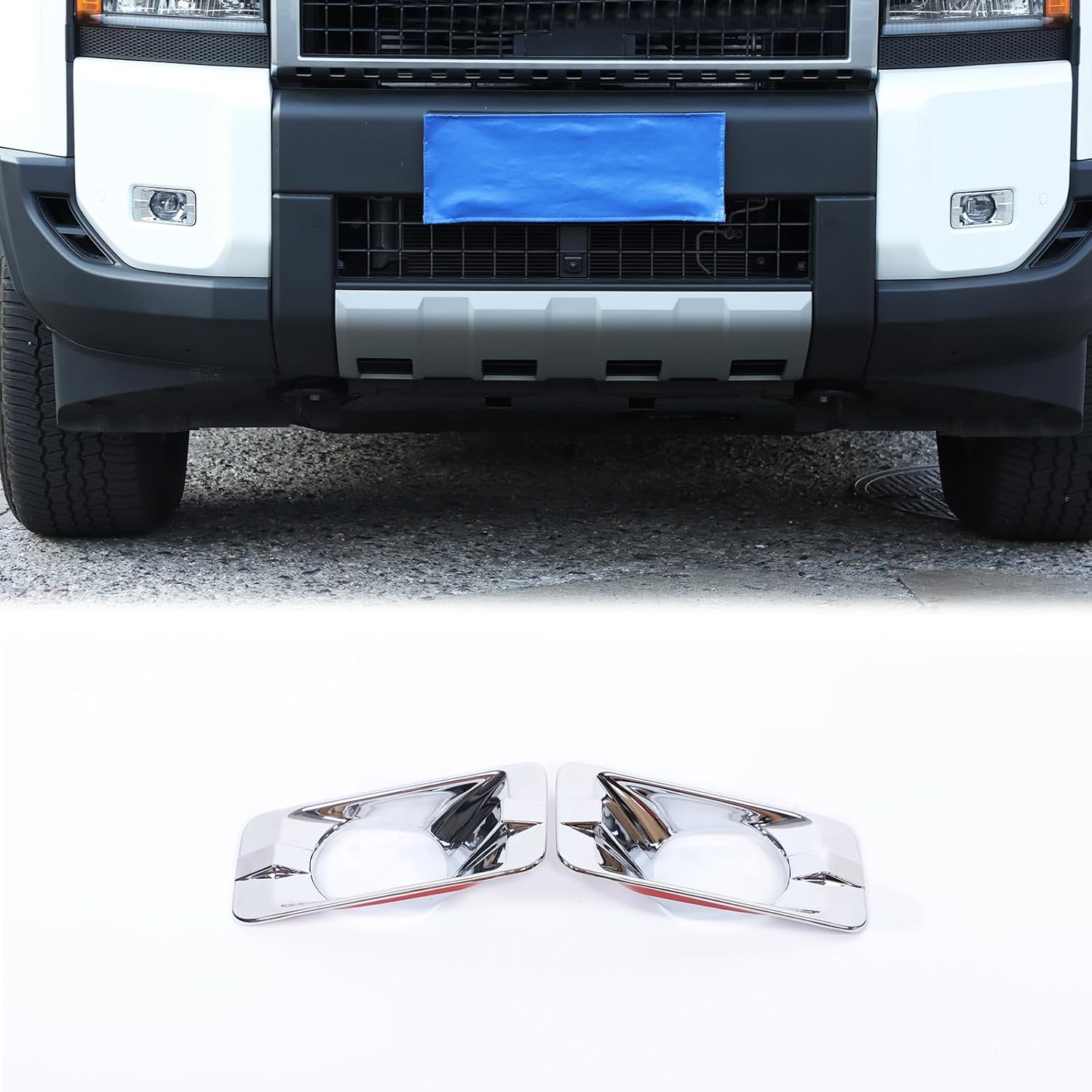 Front Fog Light Cover Trim Compatible with Toyota Land Cruiser 250 Prado J250 LC250 2024 2025, Front Bumper Fog Lamp Trim Cover, 2Pcs (Piano Black) Bright Silver