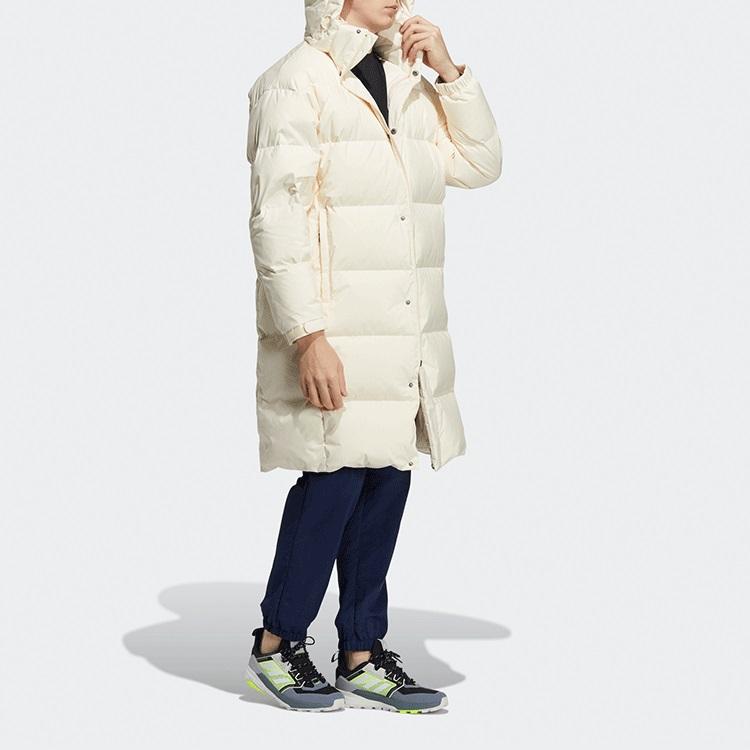Adidas 800 Fill Loose Fit Detachable Hooded Mid-Length Goose Down Jacket Unisex Outerwear Beige H23086