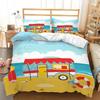Happy Camping Duvet Cover Microfiber Camping Travel Car Tree Bedding Set Camper Comforter Cover Twin Queen For Boys Girls Teens
