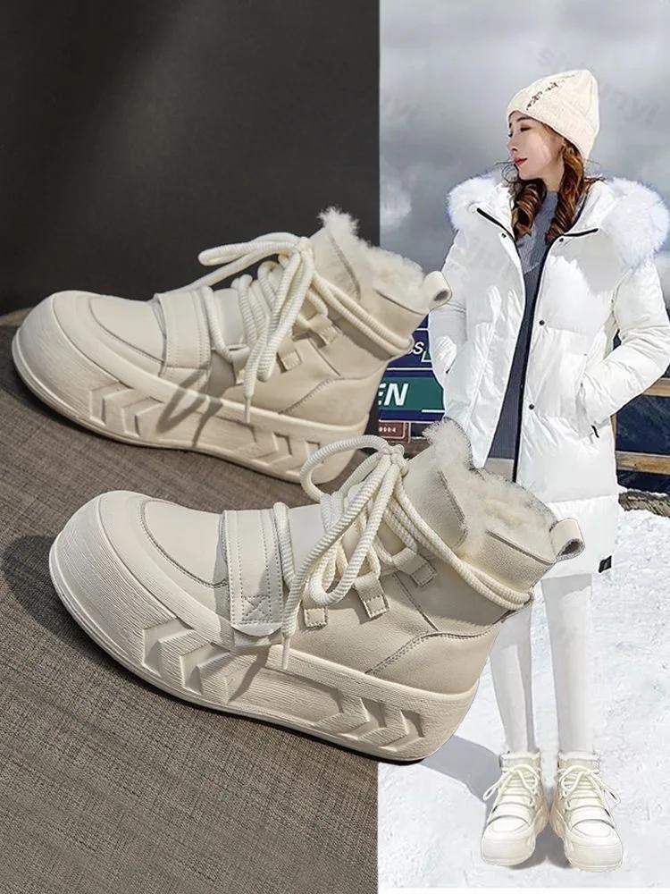 Botki na wysokim obcasie do kostki Damskie Zimowe Pluszowe Sznurowane Buty na Platformie Wygodne Ciepłe Buty Popularny Projektant Mody Krótkie Botki