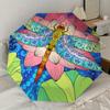 Colorful Lotus Dragonfly Mandala Automatic Opening Folding Umbrella with 8-Bone Iron Frame, Suitable for Fans, Travel, Daily Use, Festive Gi
